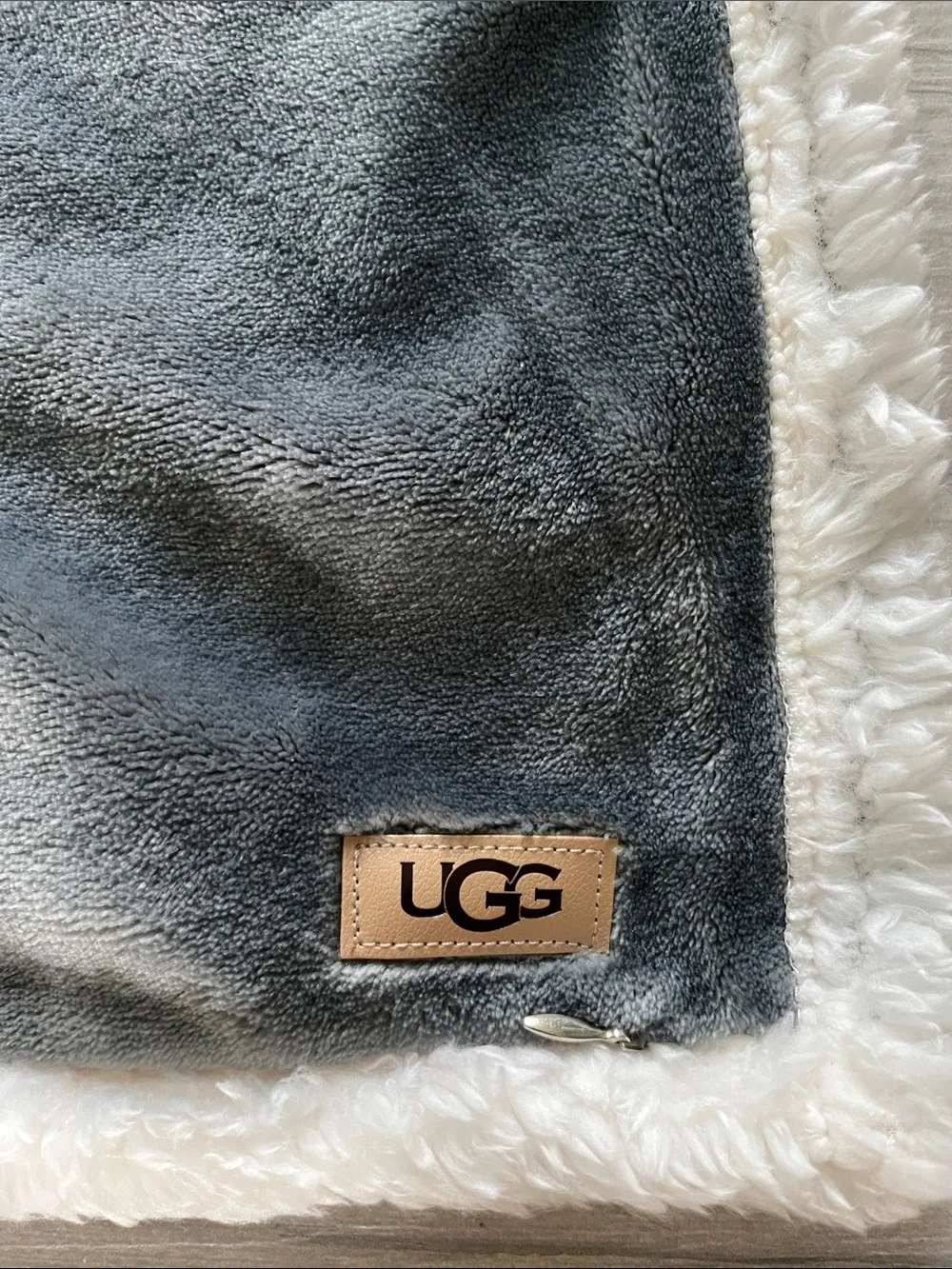 2 Ugg Avery king sherpa plush pillow cases reversible soft gray white cozy